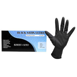 De Soto: Black Satin Ultra Reusable gloves 10pk LARGE