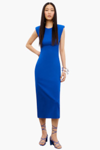 dress: California Shoulder Pad Blue Dress