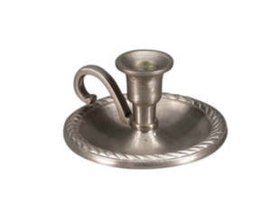 Living: ALU PAN CANDLE HOLDER WITH HANDLE - SILVER