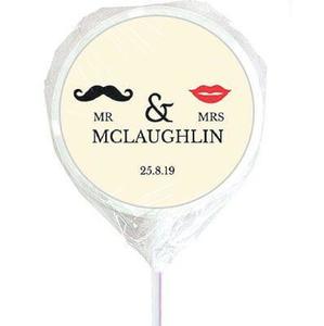 Products: Mr and mrs personalised wedding lollipops - Designer Personalised Lollipops NZ