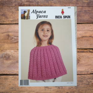 Knitting Patterns Babies And Children: Alpaca Yarns 2628 Cable Poncho for Kids