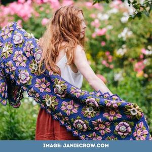 Climbing Rose Wrap by Janie Crow - Handzon's Yarn Selection Packs