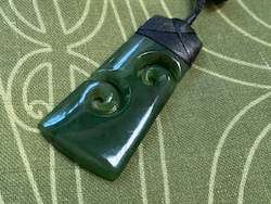 NZ Pounamu Toki pendant double koru