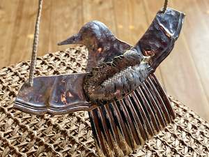 Vintage silver Messenger Bird necklace - brass feather