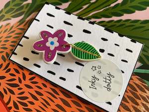 Brooches: Inky Dotty Flower Leaf brooch
