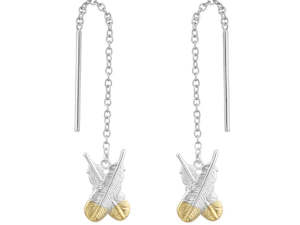 Little Taonga earrings - Crossed Huia Feather threads
