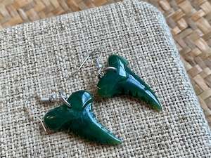 Earrings: NZ Pounamu drop earrings - shark tooth