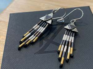 Piupiu Aonui Earrings - silver and gold