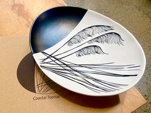 Ceramics: Ceramic Coastal Toetoe Bowl - black white
