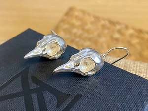 Tauhou Bird Skull Earrings - silver