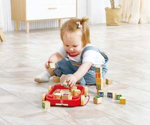 Hape Pull-along Cart with Stacking Blocks