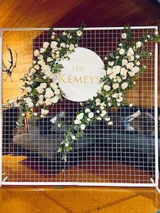 Floral Mesh wall with custom writing