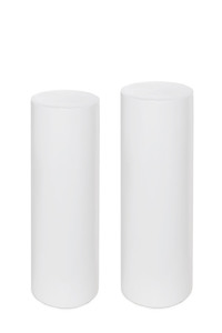 Products: White plinth set of 2 hire – round