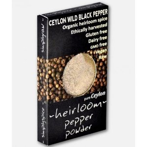 Ceylon Wild Black Pepper Powder, pure, true & organic, 30g