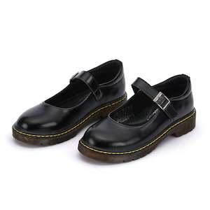 School Shoes: Stylish Black Leather Mary Jane School Shoes-Pretty Princess