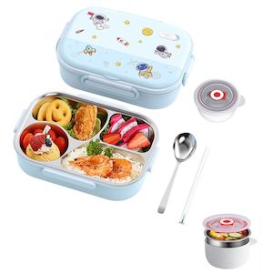 Lunch Box: 4 Compartments Insulated Stainless Steel Bento Lunch Box -Astronaut