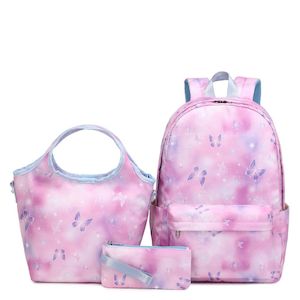 School Bag Lunch Box Set: New Butterfly & Galaxy Backpack Set