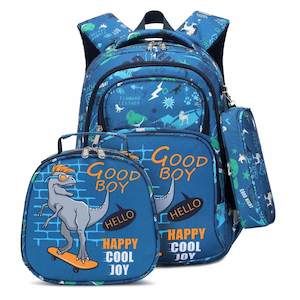 School Bag Lunch Box Set: Dinosaur Ergonomic School Bag