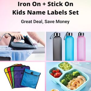Name Labels: Iron On + Stick On Name Labels Value Pack