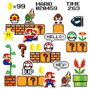 Nintendo Super Mario bros STICKERS 29PCS - no repeat, sun/water proof