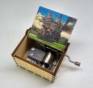 Studio Ghibli Howl's moving castle Music Box Hand Crank Carved Wooden Musical Box