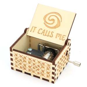 Moana Music Box Hand Crank Carved Wooden Musical Box