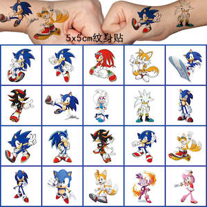Stickers: Sonic the Hedgehog Temporary Tattoos Stickers set of 20pcs (5cm x 5cm each)