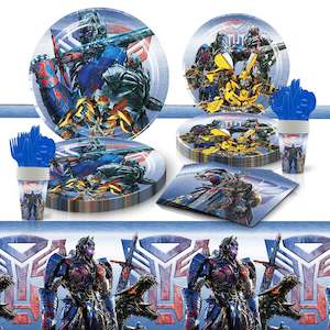 Transformers Party Tableware Set – 50 Pieces with Plates, Cups, Napkins & Tablecloth