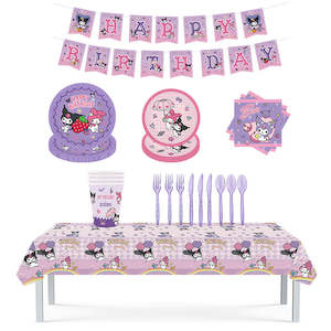 Kuromi Party Supplies Set – Complete Tableware & Decorations for Kids' Birthday Party