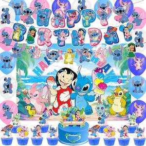 Stitch Party Decoration Set – Complete Background Kit for Kids' Birthday Celebration
