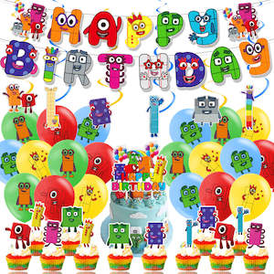 Numbers Block Party Decoration Set – 5-Piece Kit for Kids' Birthday Celebration