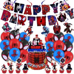 Spider-Man Party Decoration Set – 5-Piece Kit for Kids' Birthday Celebration