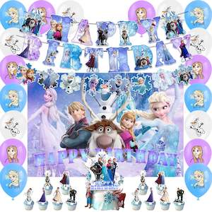 Party Ware: Frozen Party decoration Set – party supplies Backdrop, Balloons