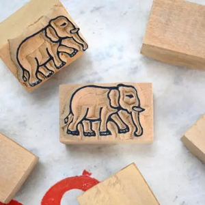 Products: Good Luck Woodblock Stamp Elephant Happy Medium