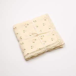 Baby Gifts: Organic Muslin Blanket Daisy with Lace - Over the Dandelions