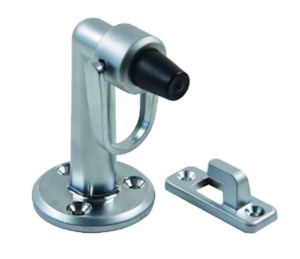 Brand Sylvan: Sylvan Floor Mounted External Hold Back Door Stop Satin Chrome & Black Finish