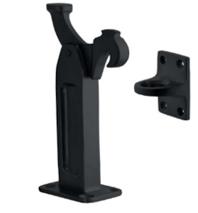 MILES NELSON DOOR STOP LATCH BACK HEAVY DUTY FLOOR MOUNT IN 2 COLOURS : BLACK ,SATIN CHROME