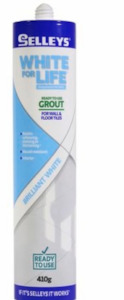 Brand Selleys: Selleys White for Life RTU Tile Grout 410g ,1.4kg (available in: 2 sizes) - priced per unit Minimum order 6 units for 410g, 4 units for 1.4kg )