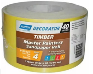 Brand Norton: Norton Perforated Master Painters Sand Paper Rolls (Timber) 100mm x 40metres A123