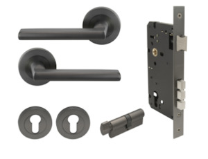Door Hardware: Windsor Premium NZ Galaxy - Phoenix Entrance Set Price Per Set - Available in 4 Colours : Matt Black ,Brushed Nickel ,Graphite Nickel & Powder Coat