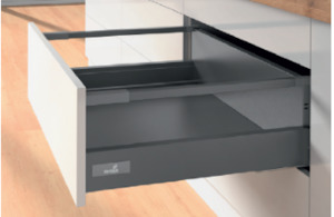 Kitchen Hardware: Hettich Germany Atira Pot and Pan Drawer Set Height 176mm Anthracite / Dark Grey Length Available in 260mm, 300mm, 350mm, 420mm, 470mm and 520mm With Gallery Rails