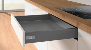 Brand Hettich: Hettich Germany Atira Drawer set Height 70mm Anthracite / Dark Grey Length Available in 260mm, 300mm, 350mm, 420mm, 470mm and 520mm with 30kg Quadro Runner