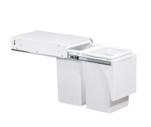 Brand Hafele: Hideaway Waste Bin ,Hideaway Deluxe Range, 2 x 20 Litres Bucket , Width 300mm x Height 450mm x Depth 520mm Door Pull - Arctic White ( Available in 3 Sizes : 1 x 50 Ltr ,2 x 15 Ltr ,2 x 20 Ltr )