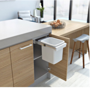 Brand Hafele: Hideaway Waste Bin ,Compact Range, 1 x 15 Litres Bucket ,Width 260 x Height 310 x Depth 360mm Handle pull, & Door pull - Arctic White & Cinder ( Available in 8 sizes : 1 x 15ltr,1x 20ltr ,1 x 40ltr ,1 x 50ltr ,2 x 15ltr ,2 x 20ltr ,2 x 35ltr ,2 x 40ltr )