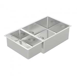 Kitchen Hardware: BURNS & FERALL BDM795 Left & Right Double Fabricated Bowl (500+225) x 400x200mm 1.2mm Stainless Steel