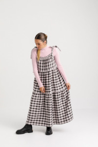 All Dresses: Tie Up Ziggy Dress - Soft Pink Check