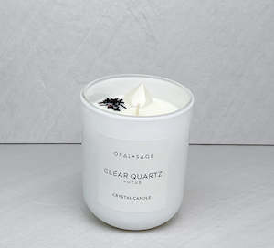 Opal And Sage: Clear Quartz Crystal Candle -Focus