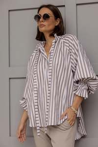 Danill Blouse - Taupe Stripe