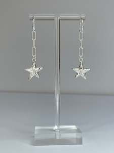 All Jewellery: Falling Star Earrings* - Silver/White Sapphire/Sleeper