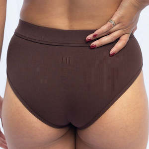 Underwear: Full High Waisted Brief - Coffee